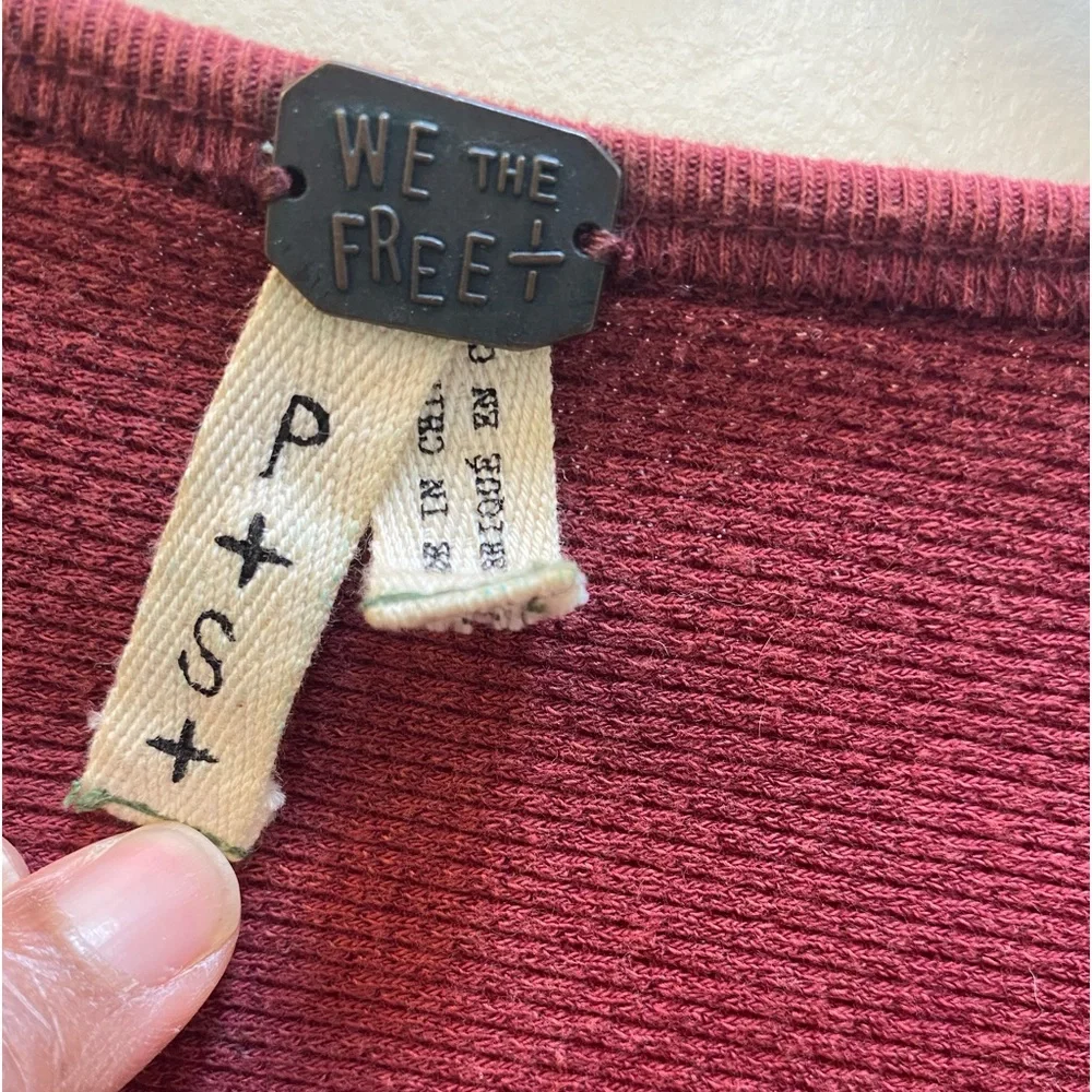 Free People Long Sleeve Sunnie Valley Cuff Thermal Maroon Size S - Picture 9 of 12